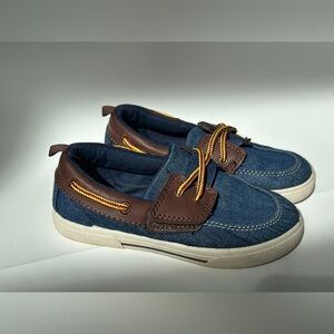 Carter’s Blue Denim and Brown Boat Shoes Toddler Size 11